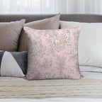 French Country Pink Toile Soft Reinforced Edging Throw Pillow