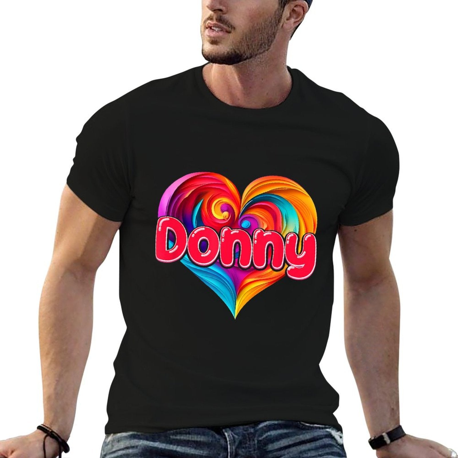 I Heart Love Donny First Name Tshirt Colorful Named  Polyester Blend T-Shirt