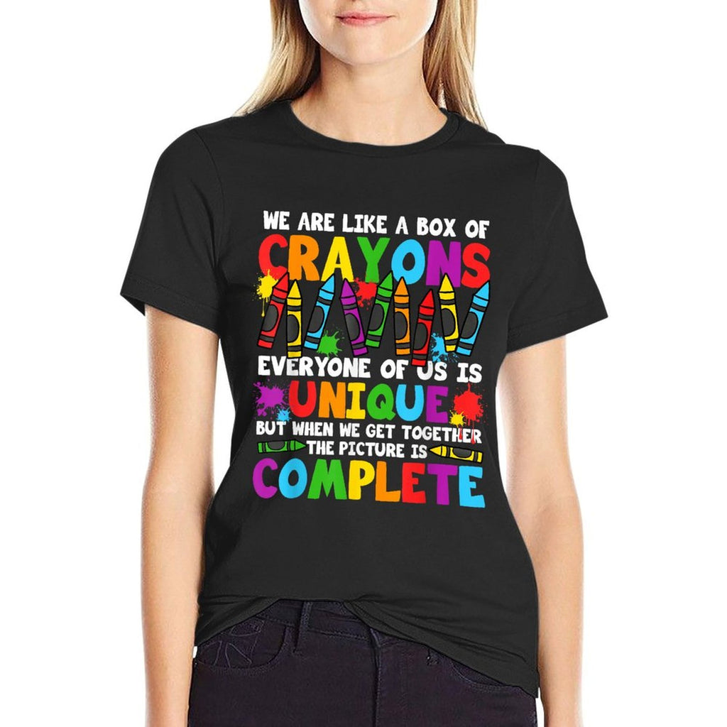 Funny Teacher We Are Like A Box Of Crayons Back To School for Men Women Girls Kids  Classic T-Shirt