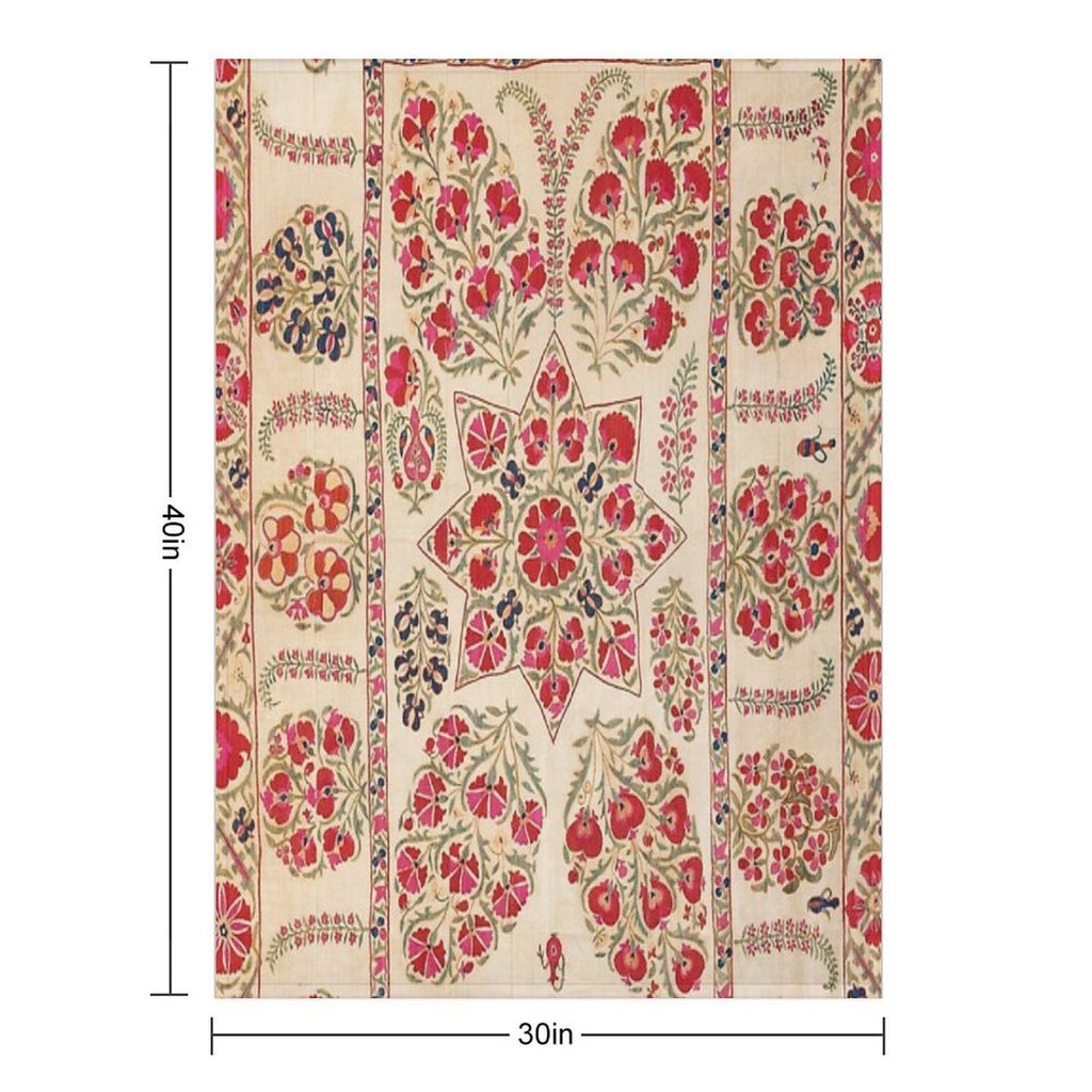 Bokhara Suzani Uzbekistan Floral Embroidery Print All-season Throw Blanket