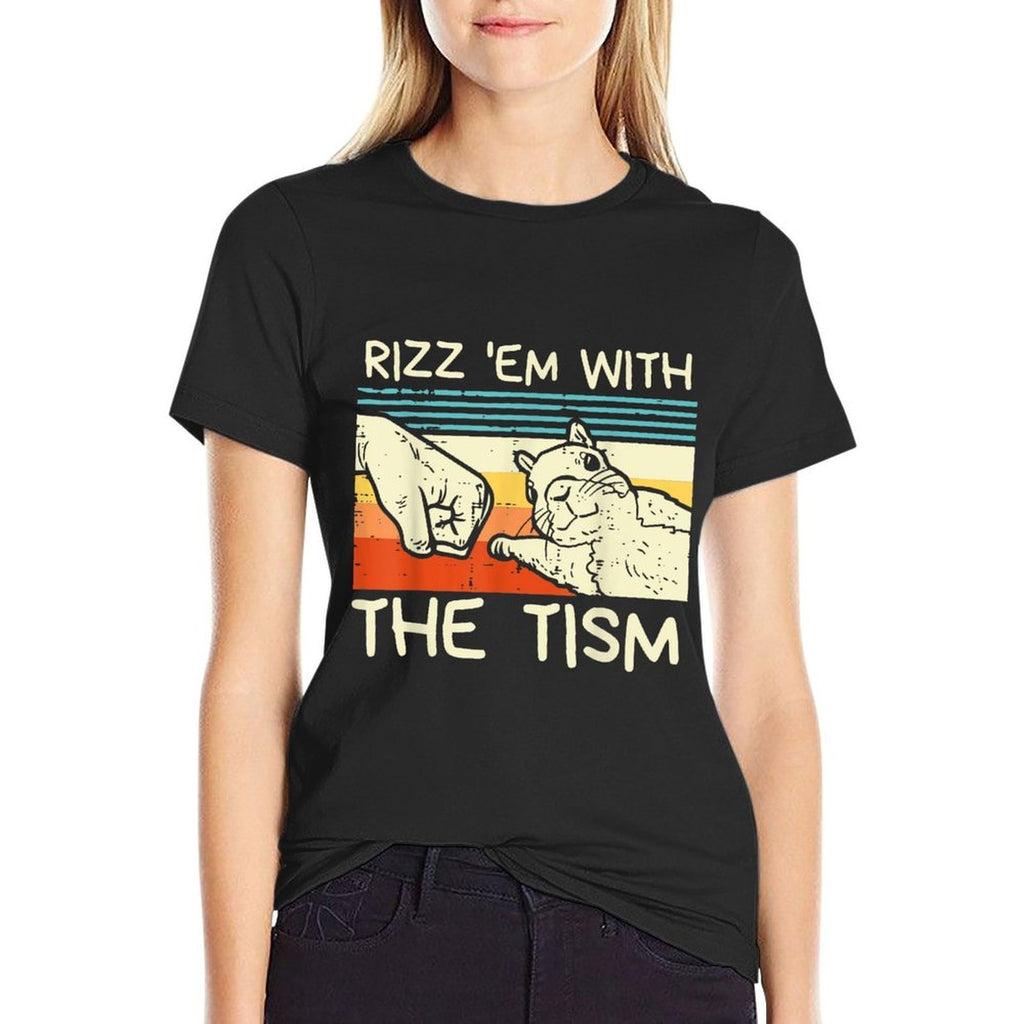 Rizz Em With The Tism Rizzler Meme Rizzling Meme Squirrel  Wrinkle-resistant T-Shirt