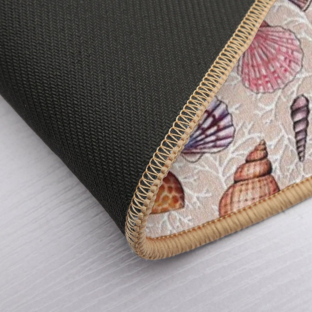 Pale Pink Seashells & Coral  Easy To Clean Bath Mat