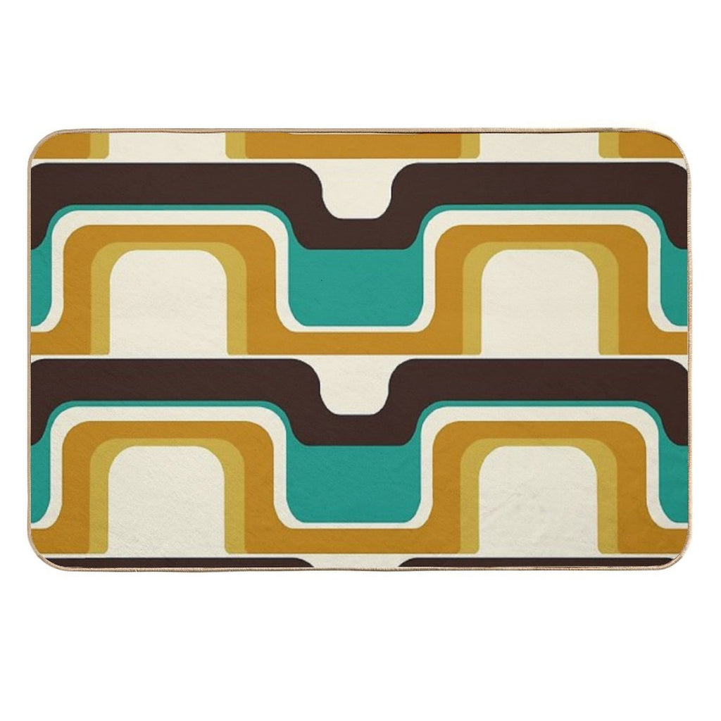 Mid-Century Modern Meets 1970s Teal  High-Traffic Bath Mat
