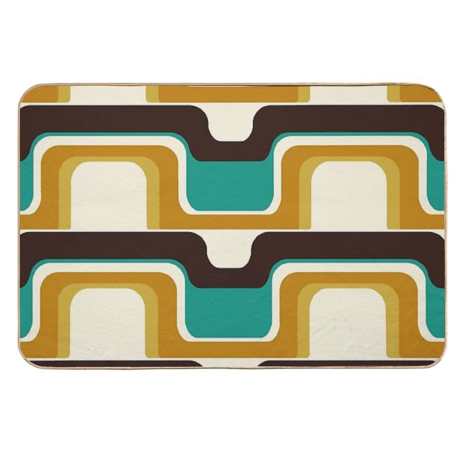 Mid-Century Modern Meets 1970s Teal  High-Traffic Bath Mat