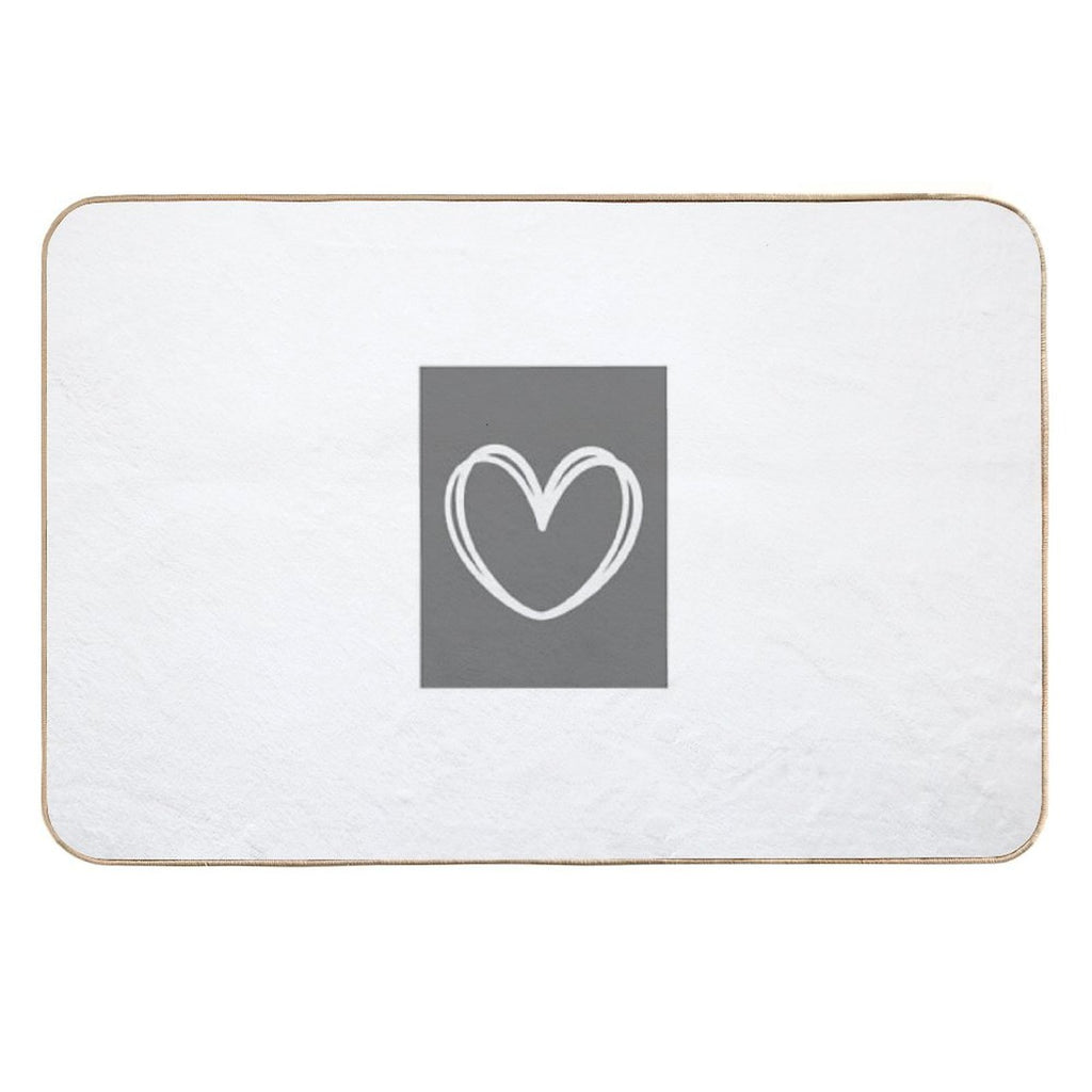 Grey And White Heart  Absorbent Bath Mat