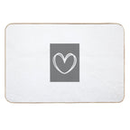 Grey And White Heart  Absorbent Bath Mat