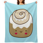 Cute Kawaii Cinnamon Bun Lightweight Throw Blanket