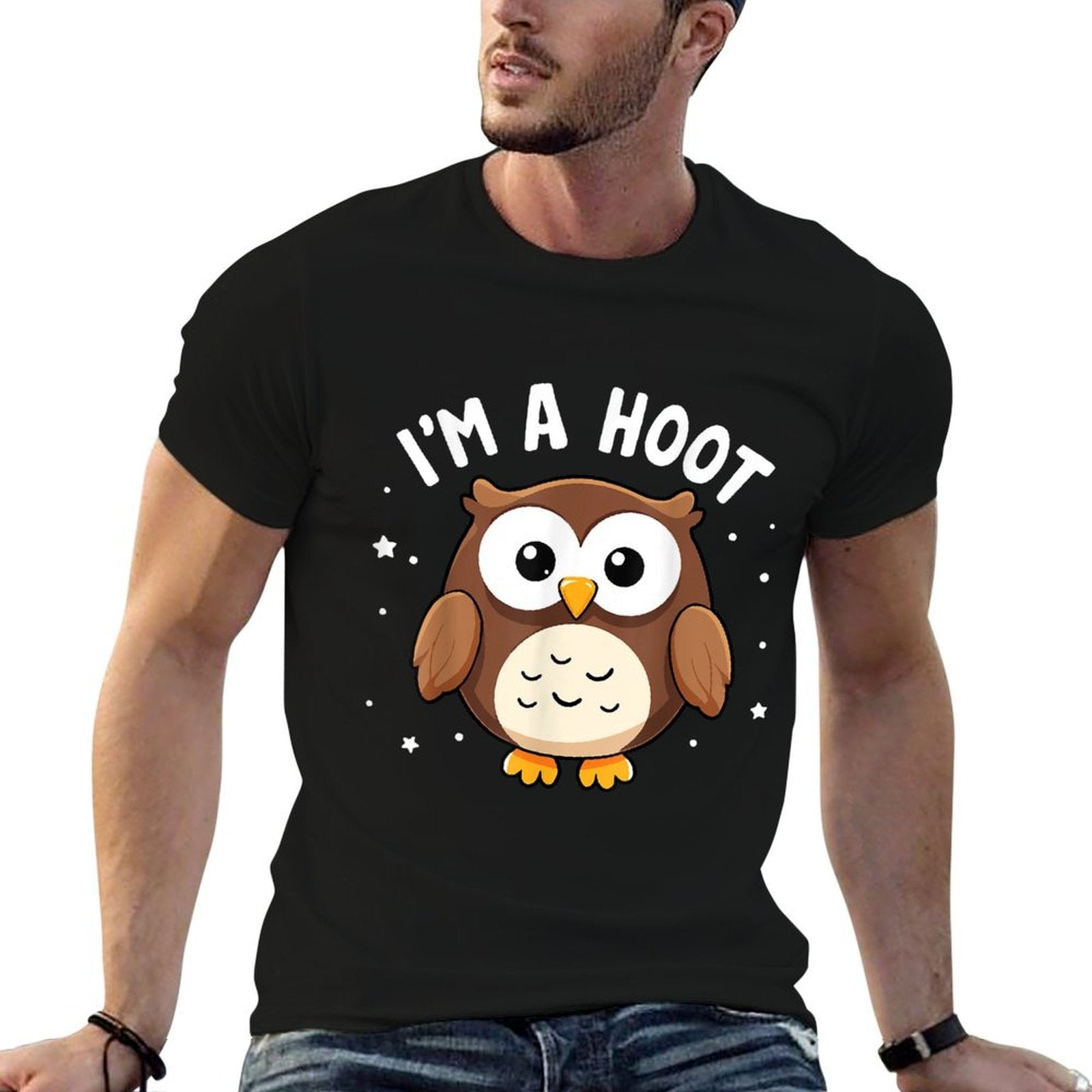 Im A Hoot Funny Saying Cute Owl Bird Joke Humor  Moisture-wicking T-Shirt