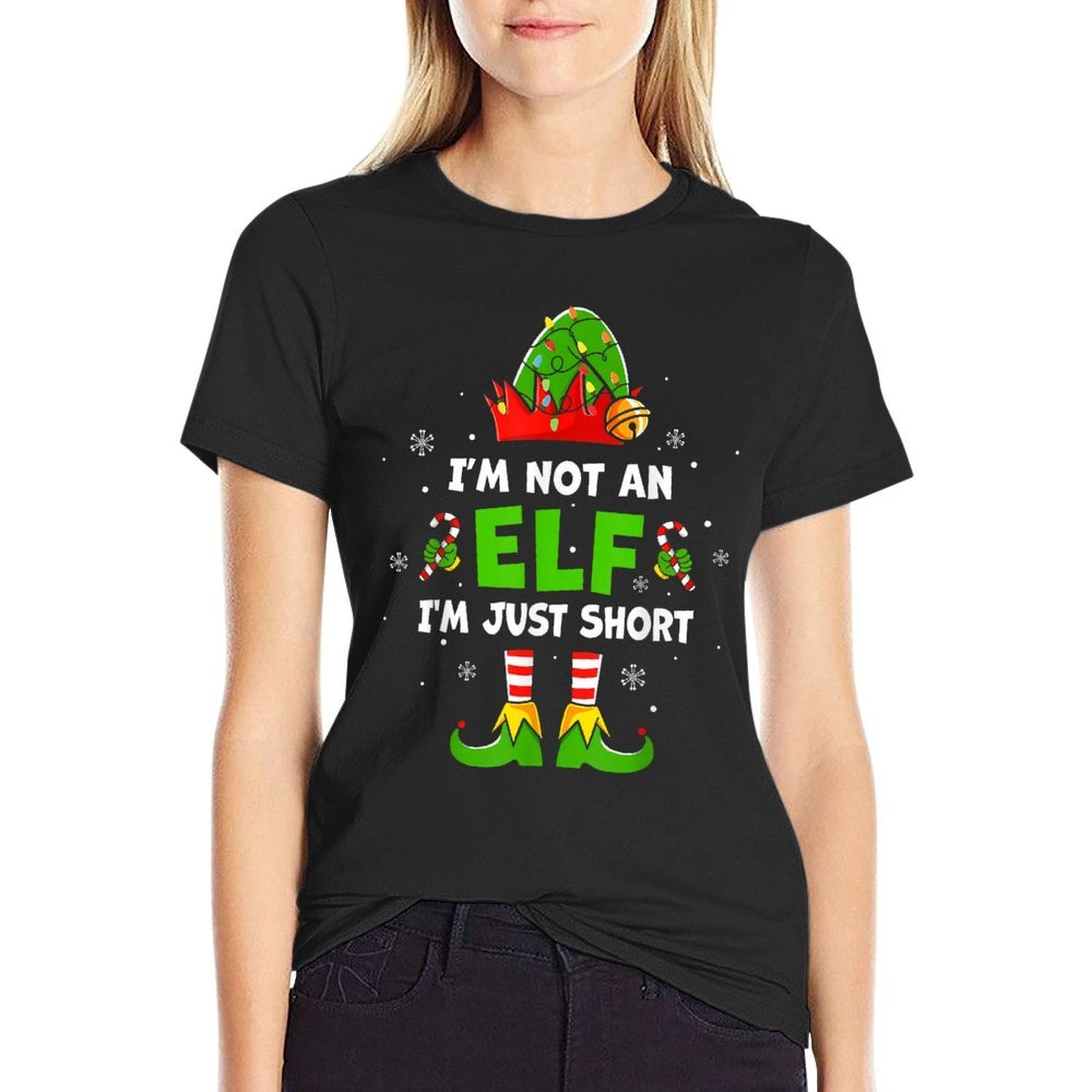 Im Not An Elf Just Short Funny Christmas Xmas Men Women Kids  Graphic-printed T-Shirt