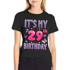 Butterflies Hearts Happy 29 Years Old Its My 29th Birthday  High-quality Stitching T-Shirt