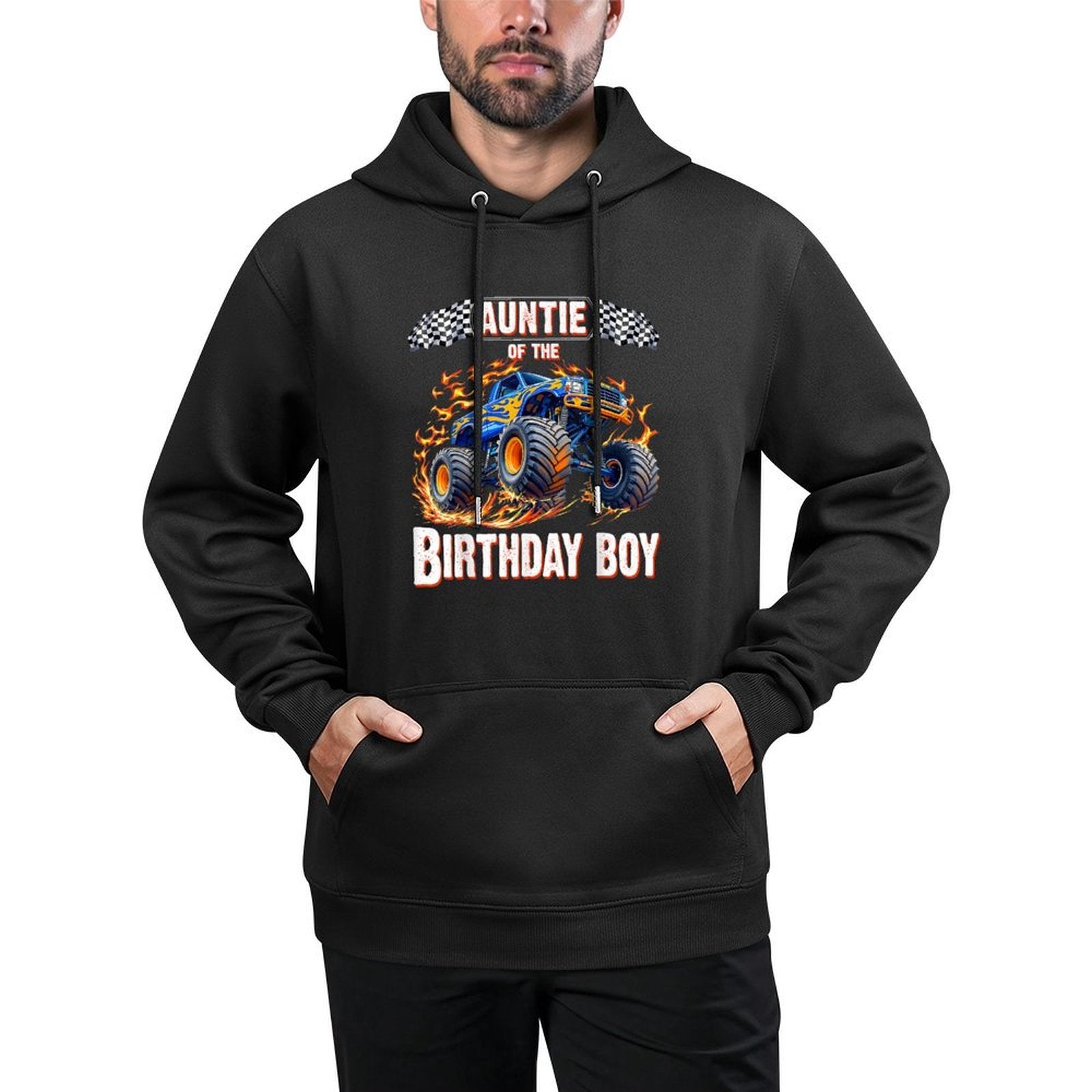 Auntie of The Birthday Boy Monster Truck Birthday Easy Care Hoodie