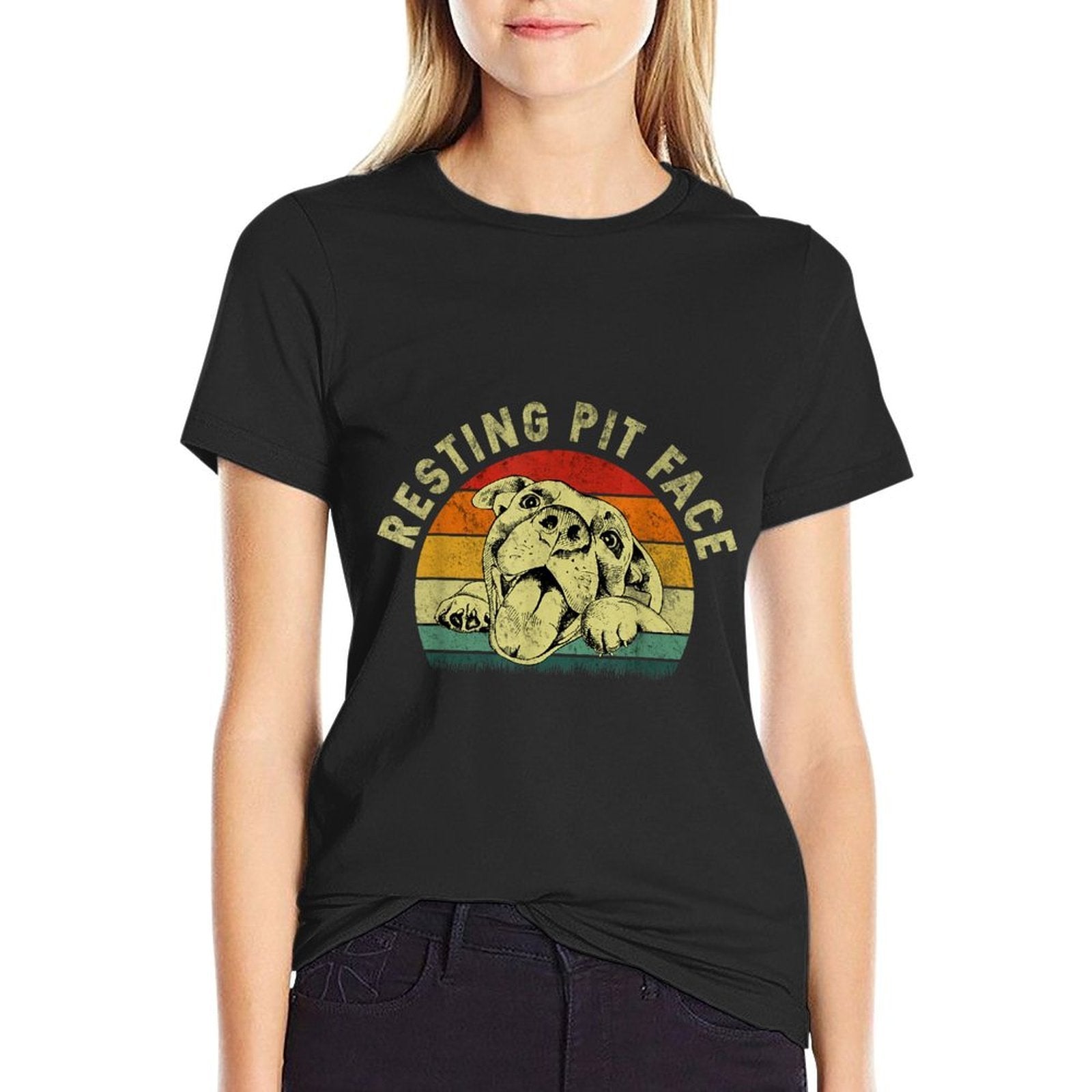Retro Vintage Resting Pit Face Pitbull Funny Dog Lovers Gift for Men Women  Eco-friendly Material T-Shirt