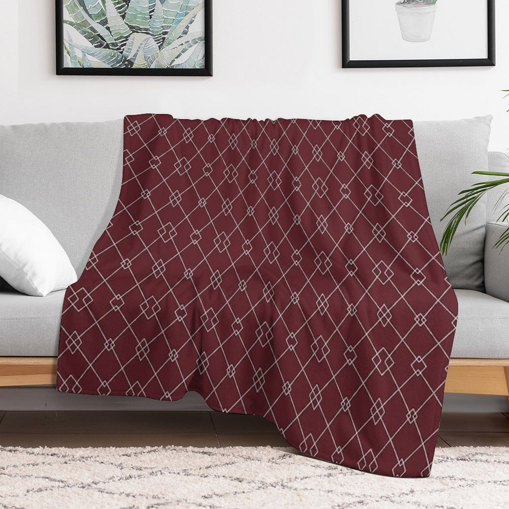 Geometric Pattern Zig Zag Burgundy 2 Versatility Throw Blanket