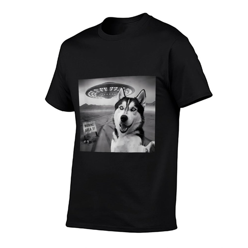 Funny Space Area 51 Husky UFO Alien Selfie UFOs Meme Weird  Quick-drying T-Shirt