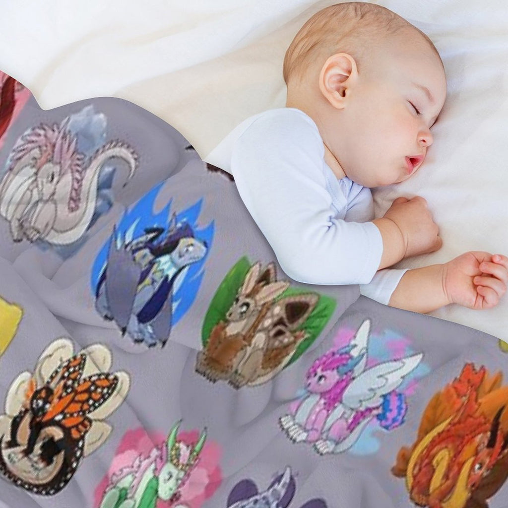 Full Dragon Pattern W Backgrounds (Purple Vers.) Gift-ready Throw Blanket