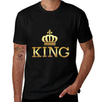 King with Crown Cool Funny Graphic Design for Him Men Boy  Wrinkle-resistant T-Shirt