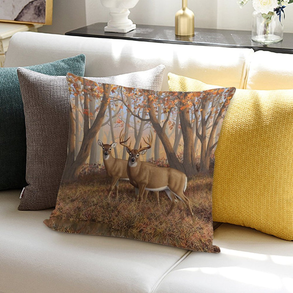 Whitetail Deer Monster Buck And Doe Soft Luxury Feel Throw Pillow