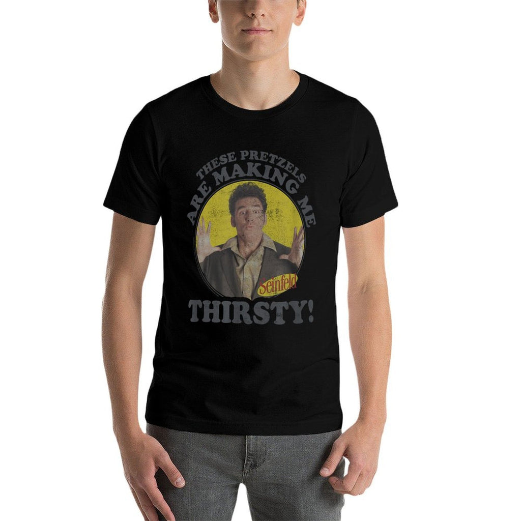 Seinfeld Kramer Pretzels Are Making Me Thirsty Circle  Easy-care T-Shirt