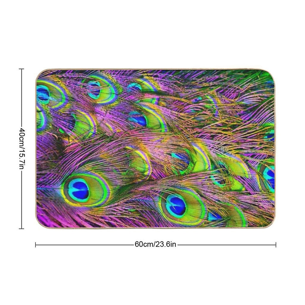 Beautiful Vivid Peacock Feathers  High-Traffic Bath Mat