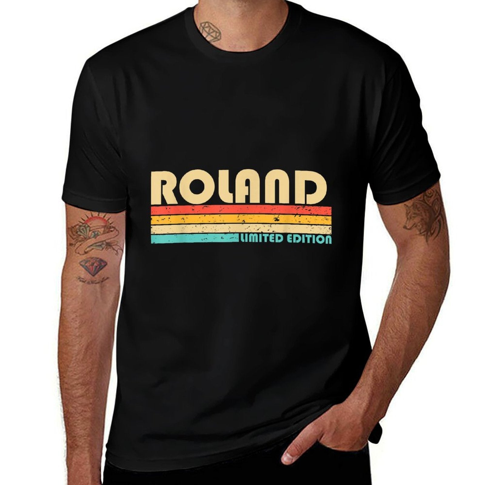 ROLAND Surname Funny Retro Vintage 80s 90s Birthday Reunion  Slim-fit Cut T-Shirt