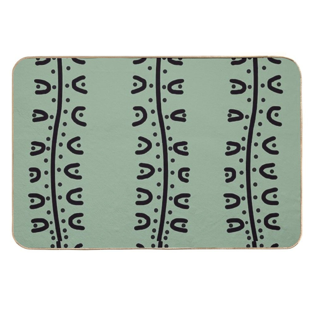 Batik Traditional  Sage Green Creative Pattern  Fade-Resistant Bath Mat