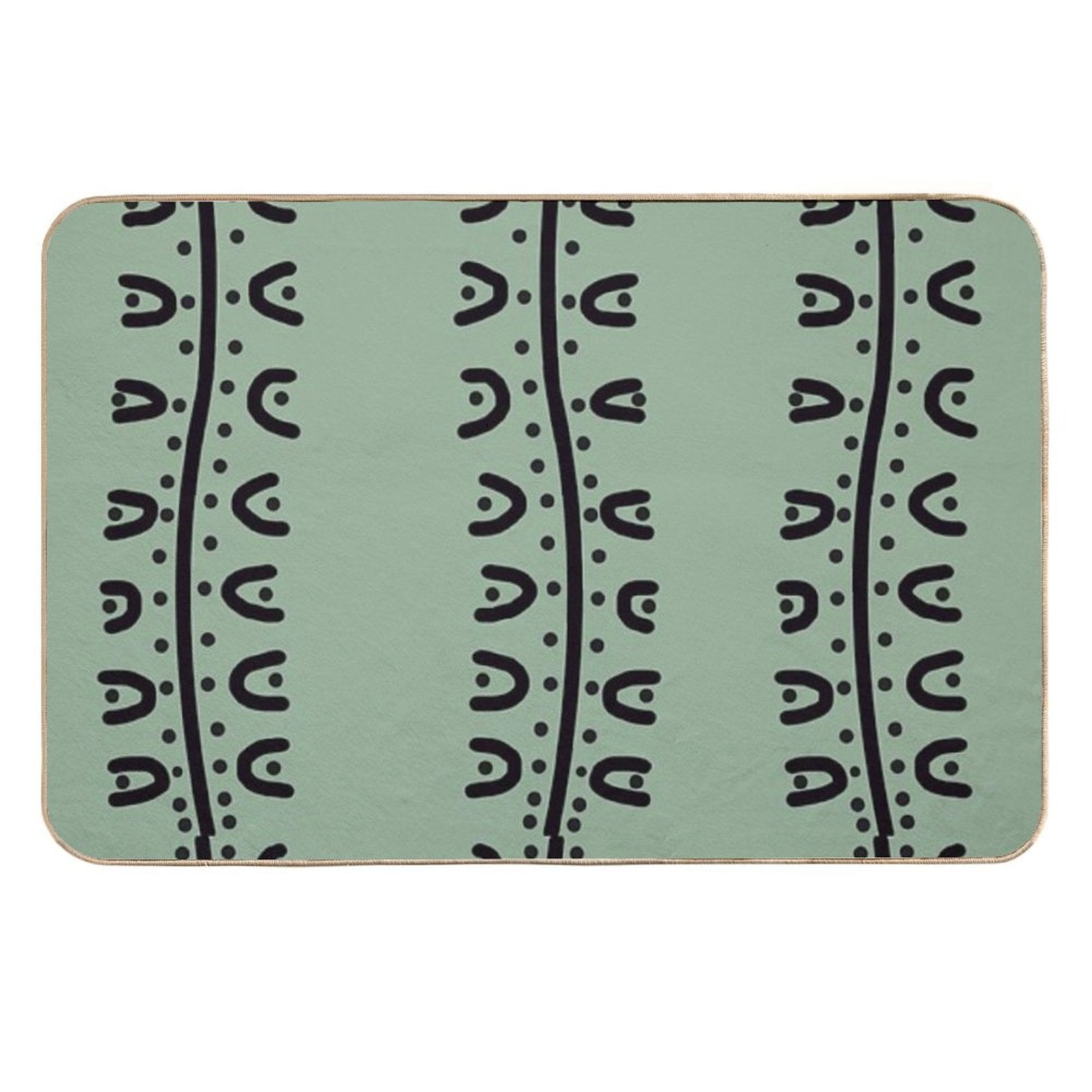 Batik Traditional  Sage Green Creative Pattern  Fade-Resistant Bath Mat