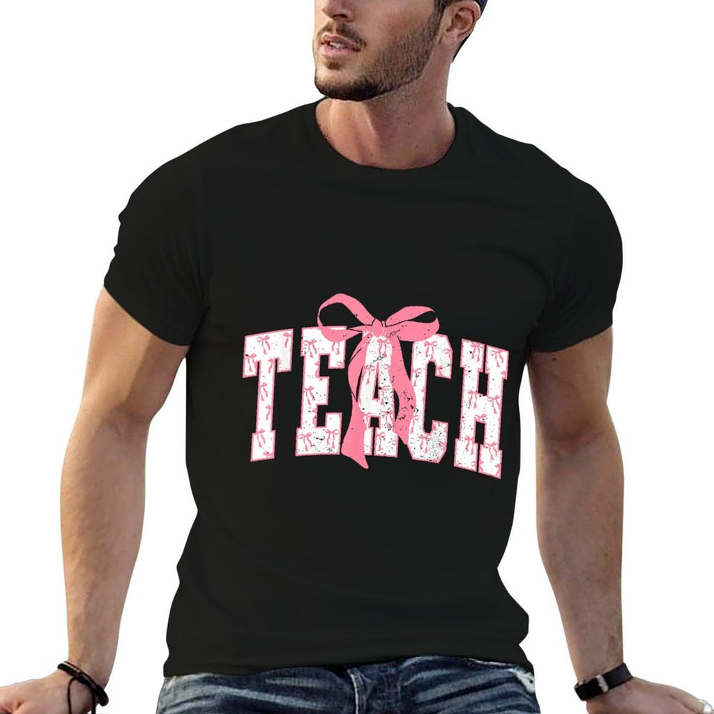 Teach Coquette Bow Teacher Happy First Day Back To School  Durable T-Shirt