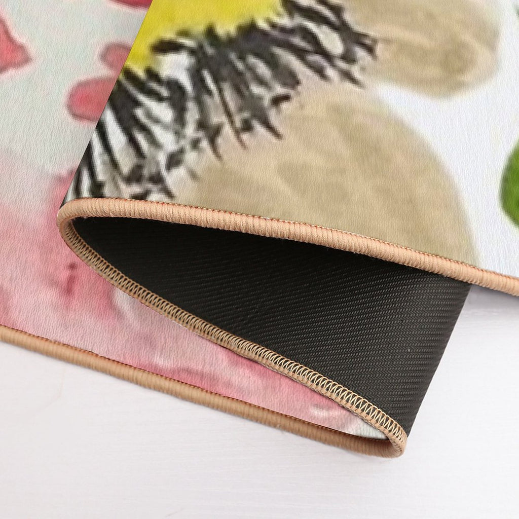 Spring Watercolor Flowers Bright Pinks And Yellows  Absorbent Bath Mat