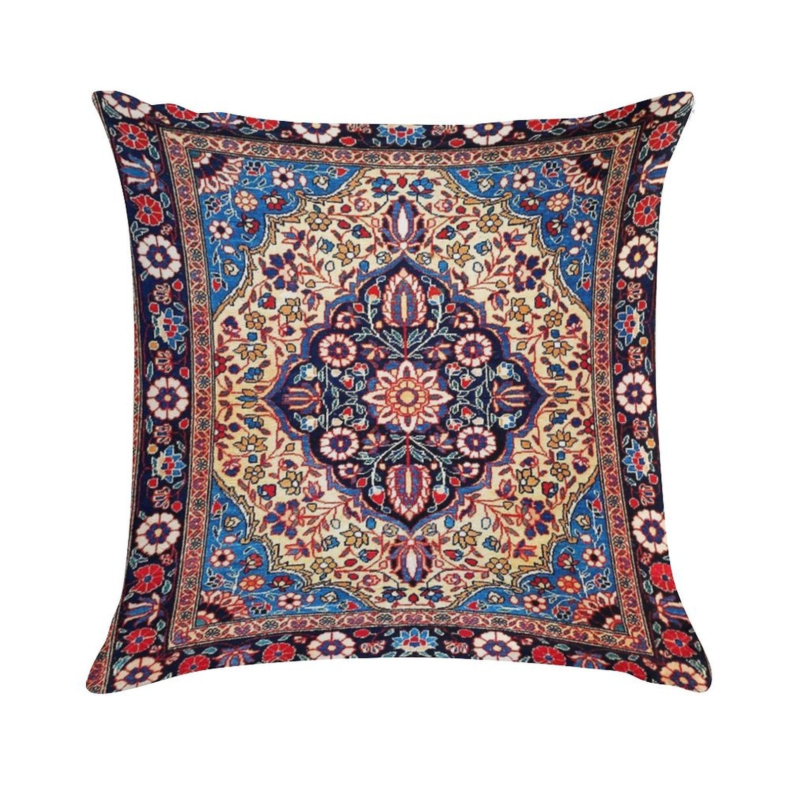 Kashan Central Persian Rug Print Soft Skin-Friendly Throw Pillow