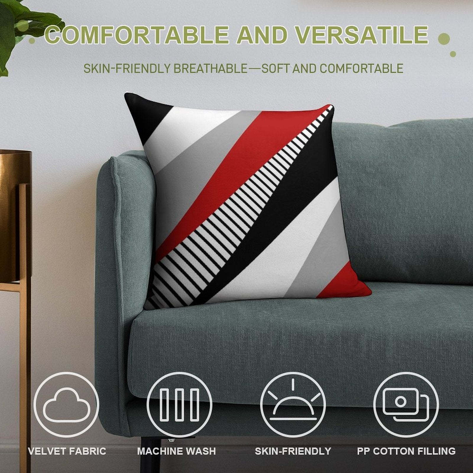 Diagonal Triangles Soft Durable Construction Throw Pillow