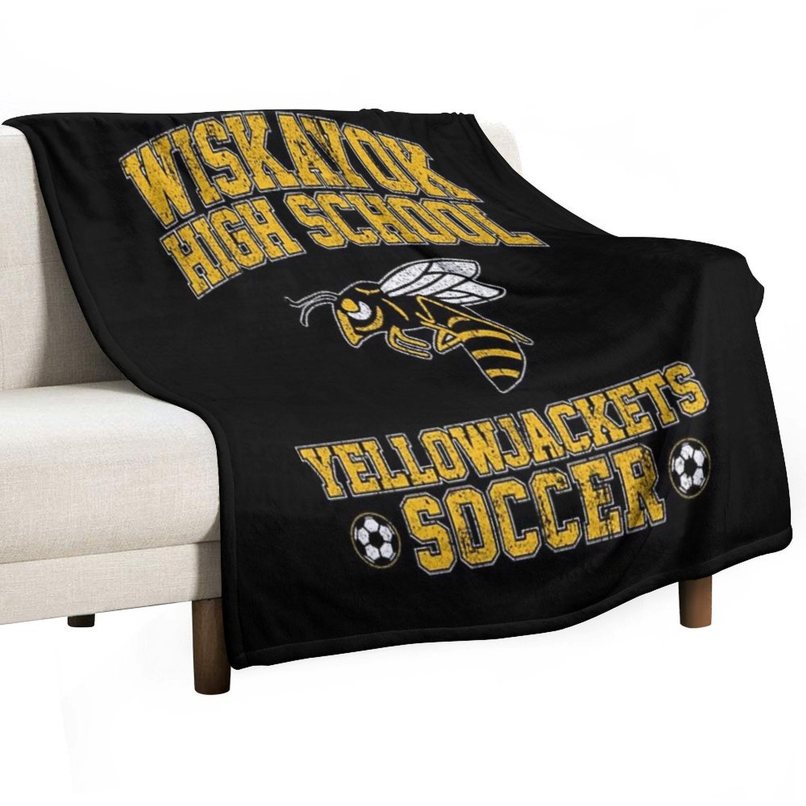 Wiskayok High School Yellowjackets Soccer - Yellowjackets Sustainable Throw Blanket