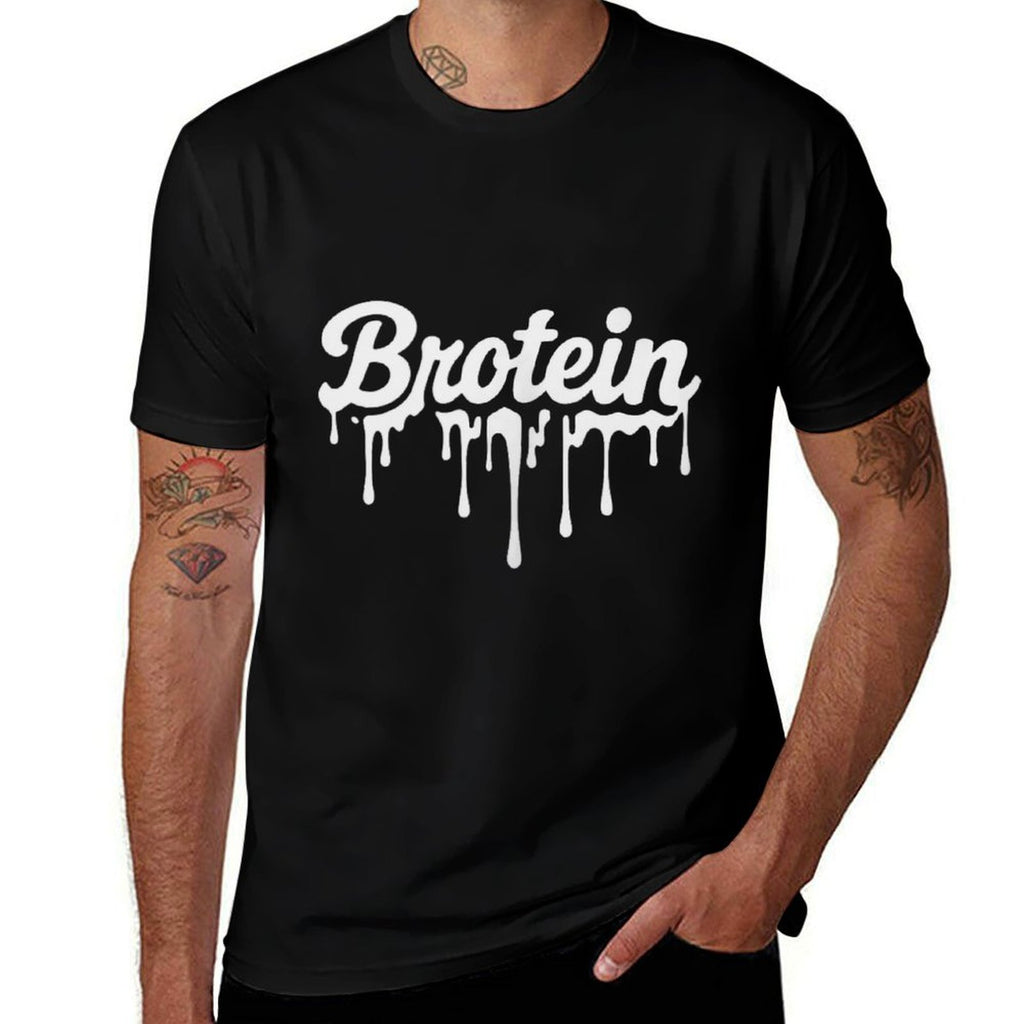 Funny Gay Mens Muscle Gym Bro - Protein Shake Brotein  Fade-proof Color T-Shirt