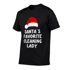 Christmas Santas Favorite Cleaning Lady Funny Xmas Pajama  Oversized Silhouette T-Shirt