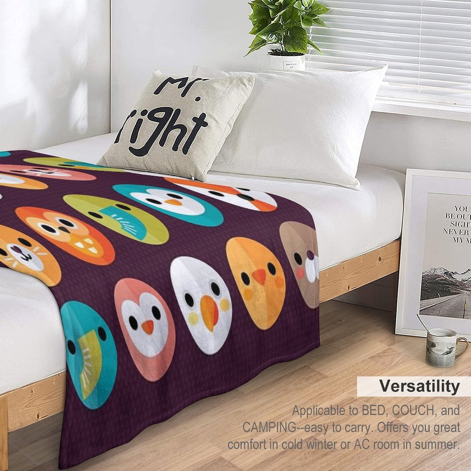 Smiley Faces - Cute Animal Faces Shrink-resistant Throw Blanket