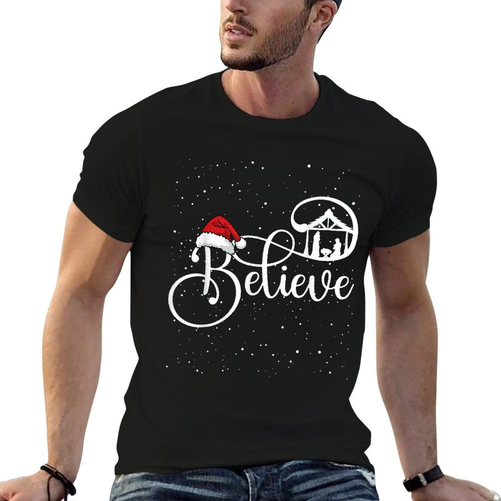 Believe Christian Nativity Scene Christmas Matching Family  Quick-drying T-Shirt