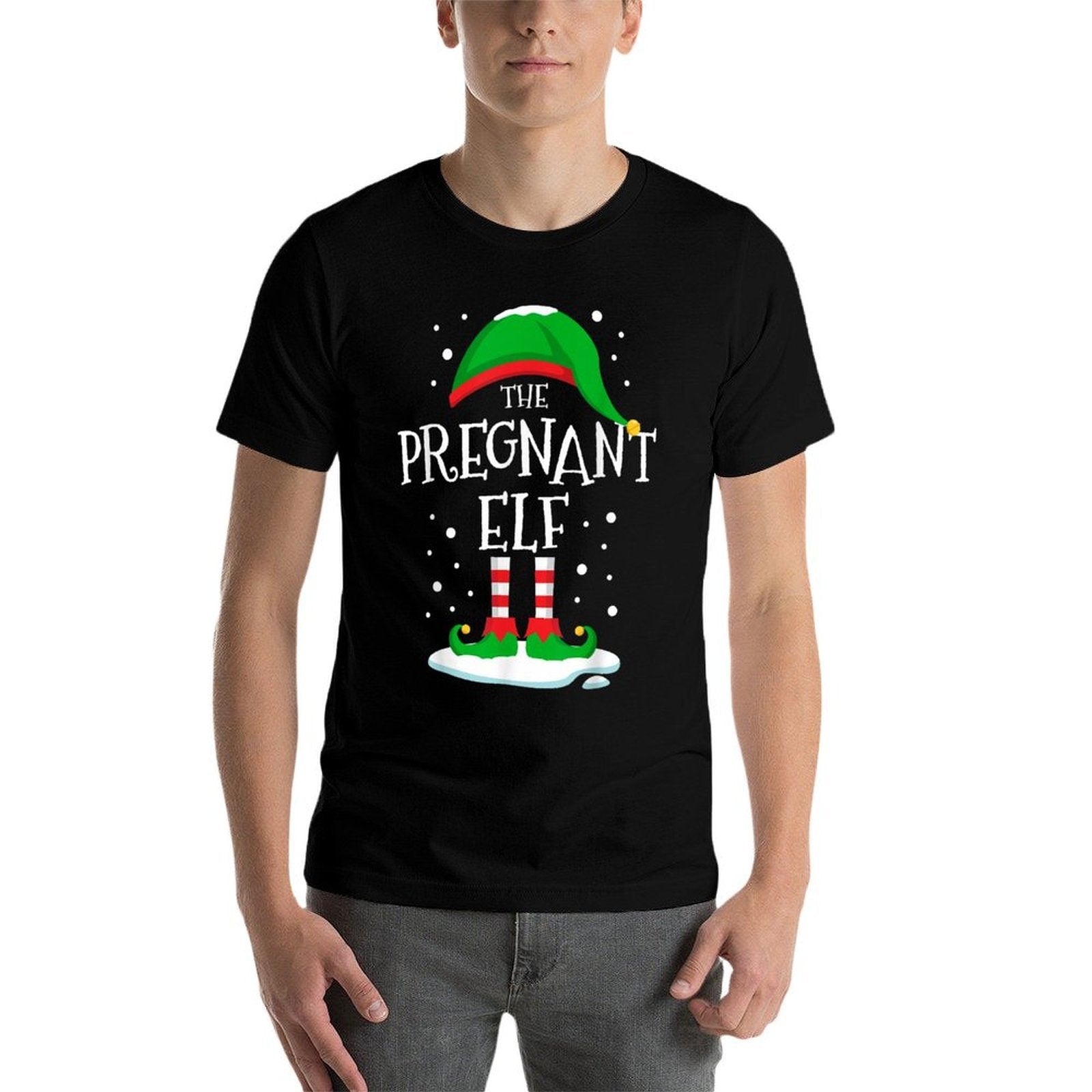 The Pregnant Elf Christmas Family Matching Xmas Mommy To Be  Trendy Pattern T-Shirt