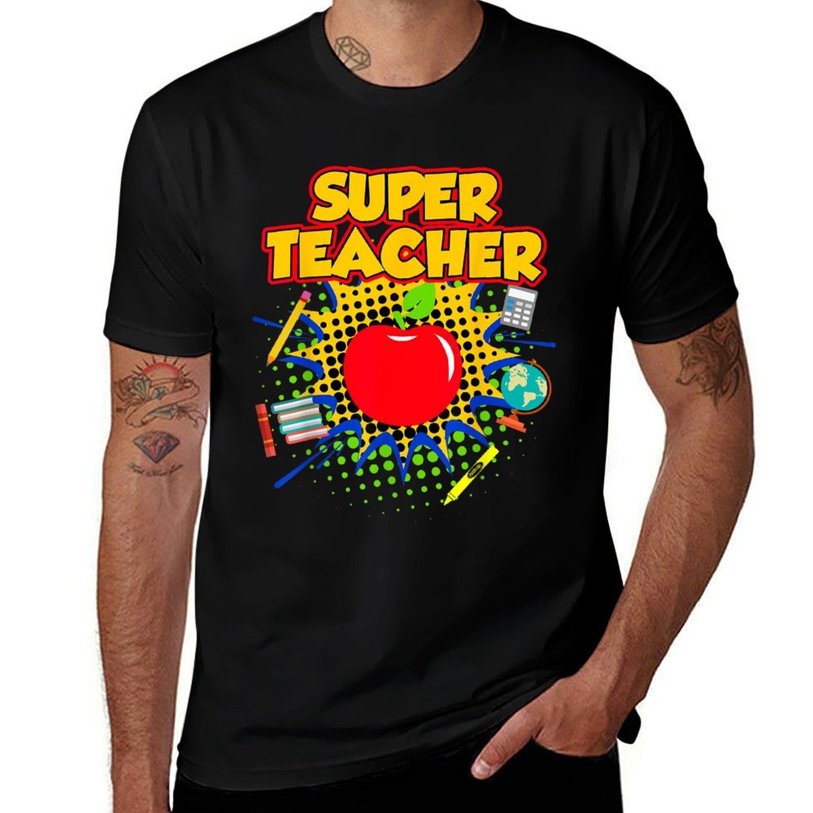 Superhero Teacher T-shirt - Teaching Teacher Gift Men Women Girls Kids  Polyester Blend T-Shirt