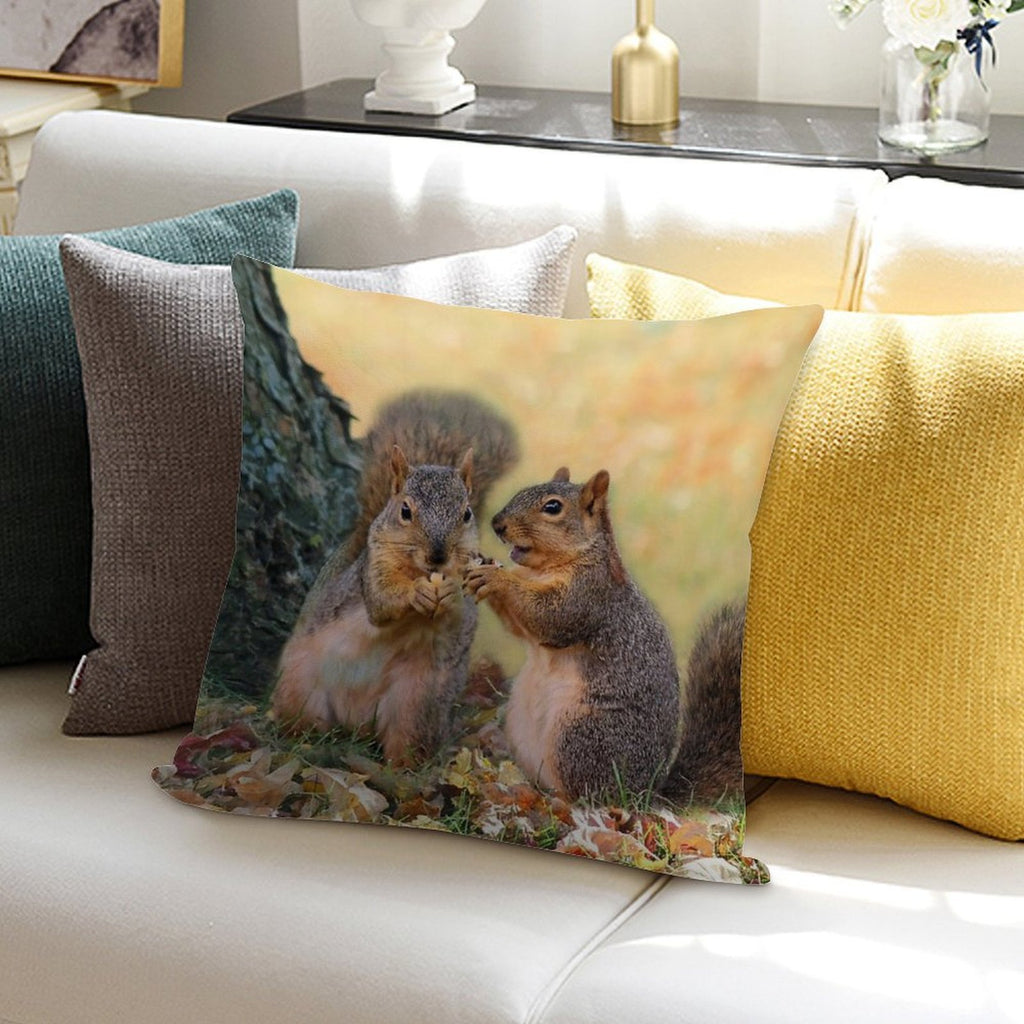 Squirrel Talk Soft Fade-Resistant Throw Pillow