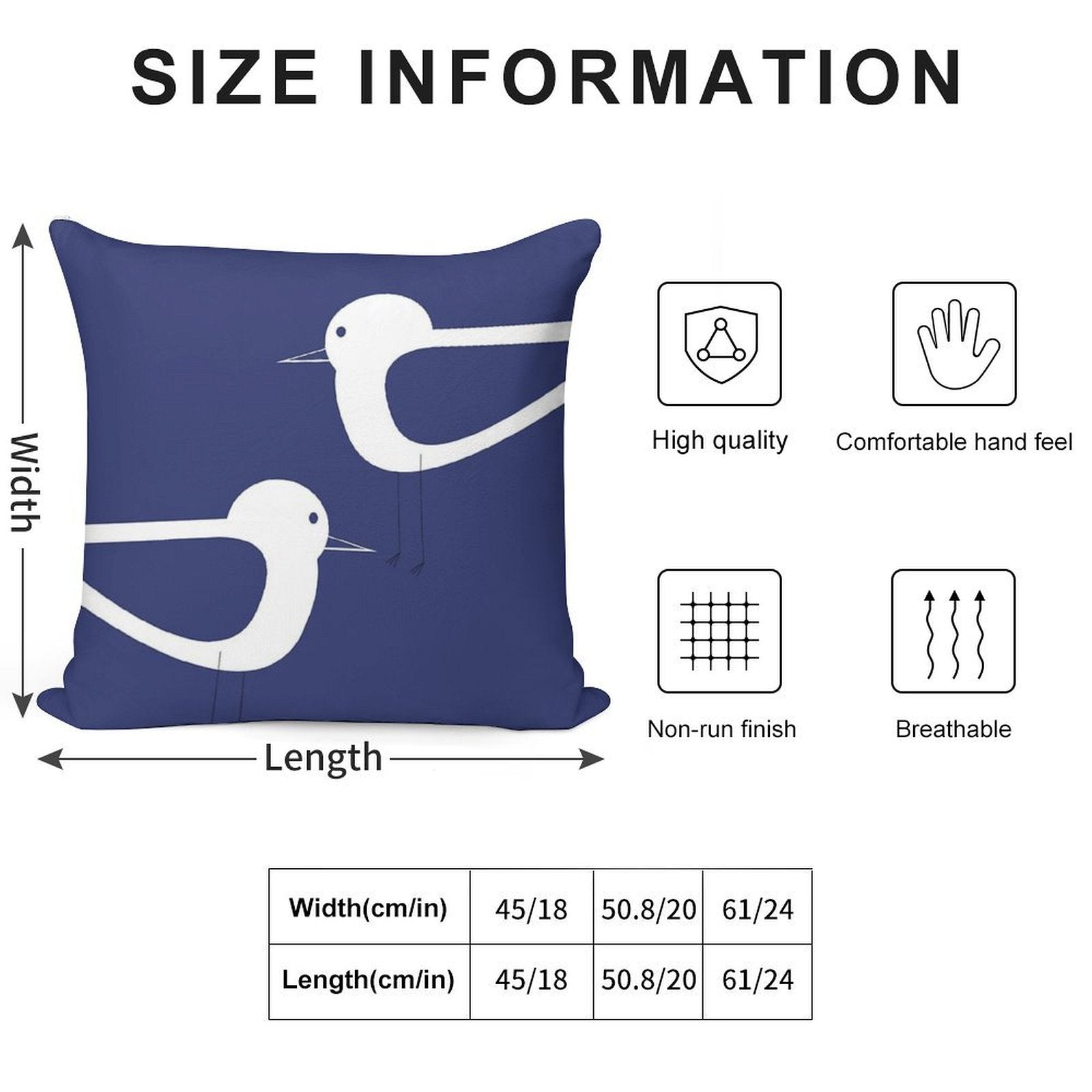 Shorebird Pair in Navy Blue And White Soft Warmth Comfort Throw Pillow