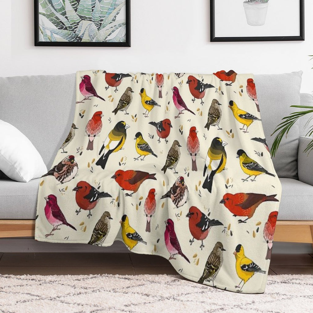 North American Finches Plush Throw Blanket
