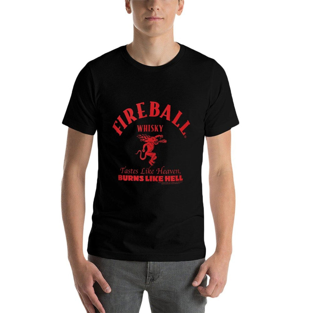 Fireball Cinnamon Whisky Tastes Like Heaven Burns Like Hell  Wrinkle-resistant T-Shirt