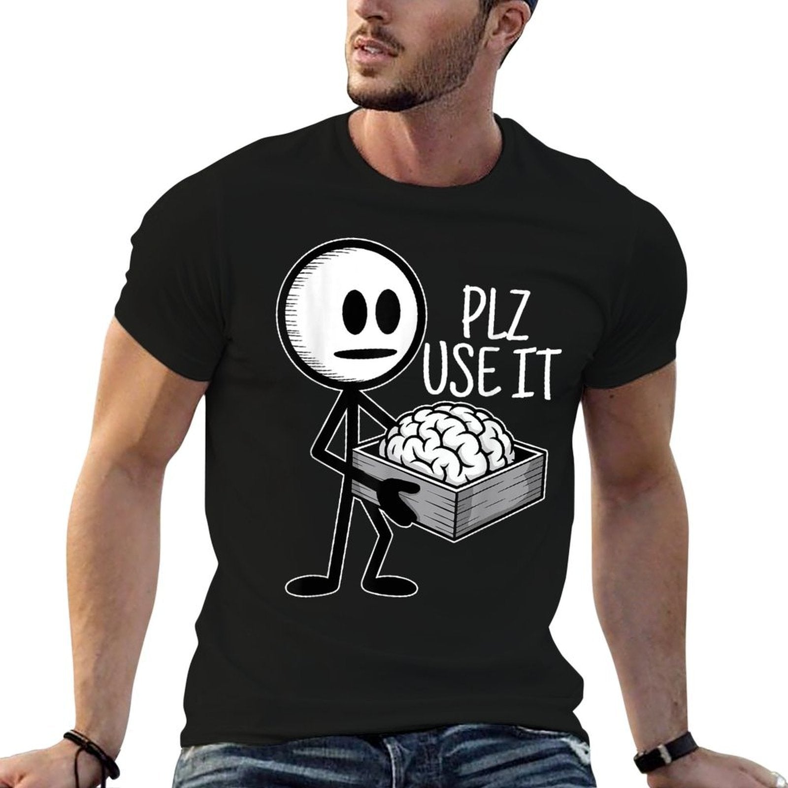 Plz Use It Funny Humor Sarcastic Please Use Your Brain  Vintage-inspired T-Shirt