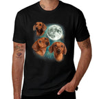 Three Dachshund Moon  Wiener Dog Humorous Doggo Meme Parody for Men Women  Polyester Blend T-Shirt