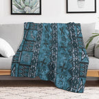 Vintage Hawaiian Tapa Ocean Blue Durable Throw Blanket