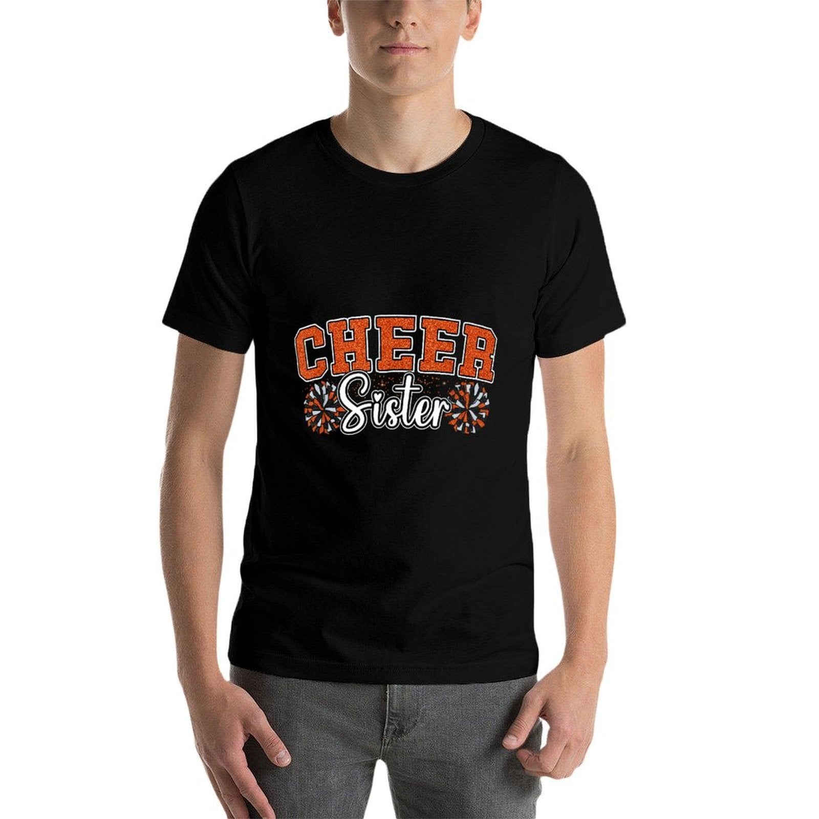 Cheer Sister My Favorite Cheerleader Calls Me Sisters Orange  Graphic-printed T-Shirt