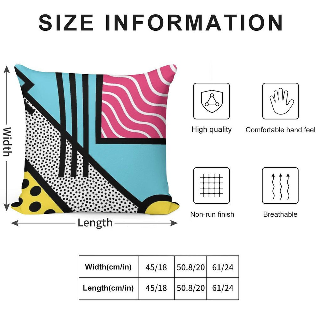 Abstract 80s Memphis Pop Art Style Graphics Soft Hidden Zipper Throw Pillow