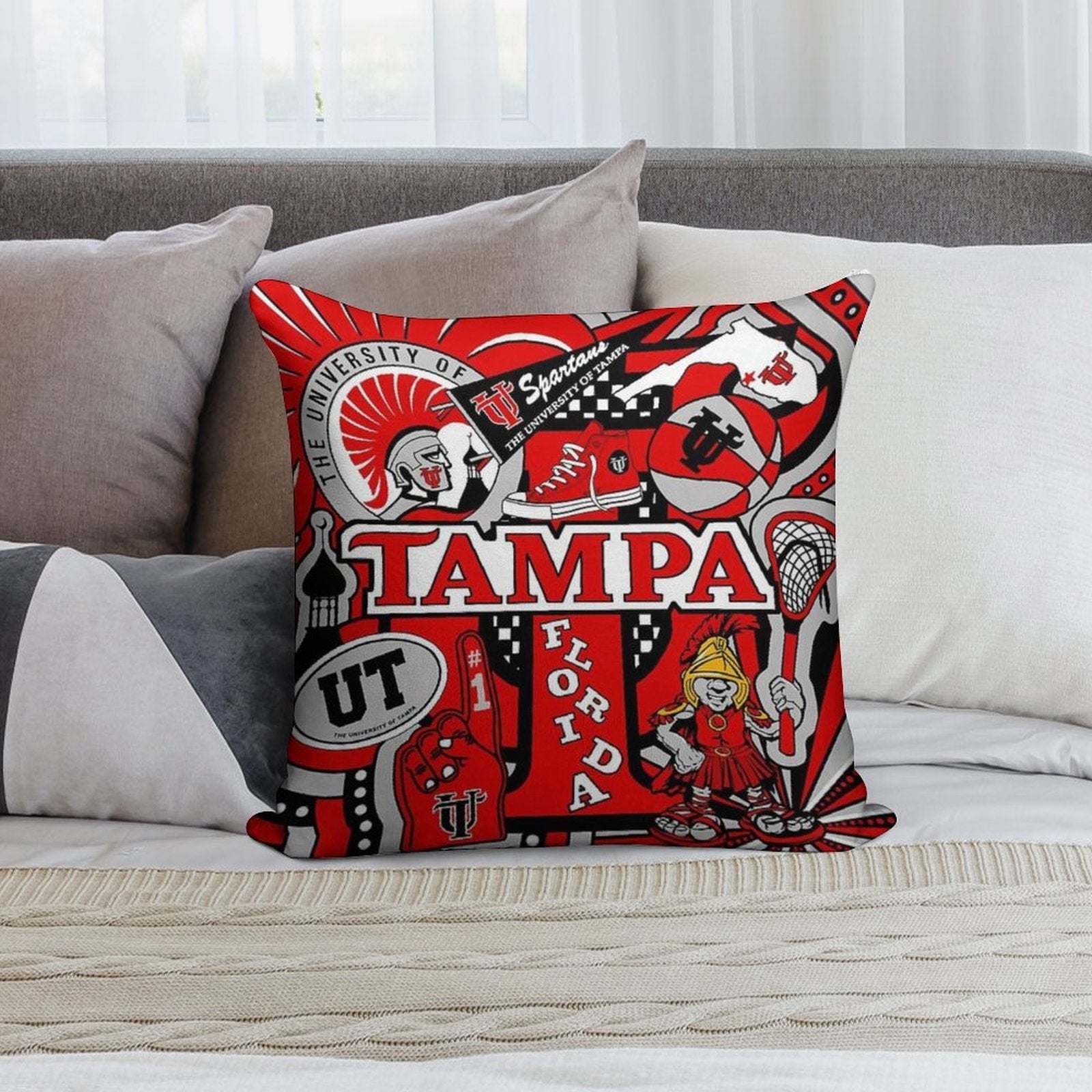 Tampa Collage Soft Multiple Sizes Throw Pillow