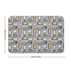 Colorful Retro Mid Century Aesthetic Squares Geometric Pattern Gray Teal  Toxin-Free Bath Mat