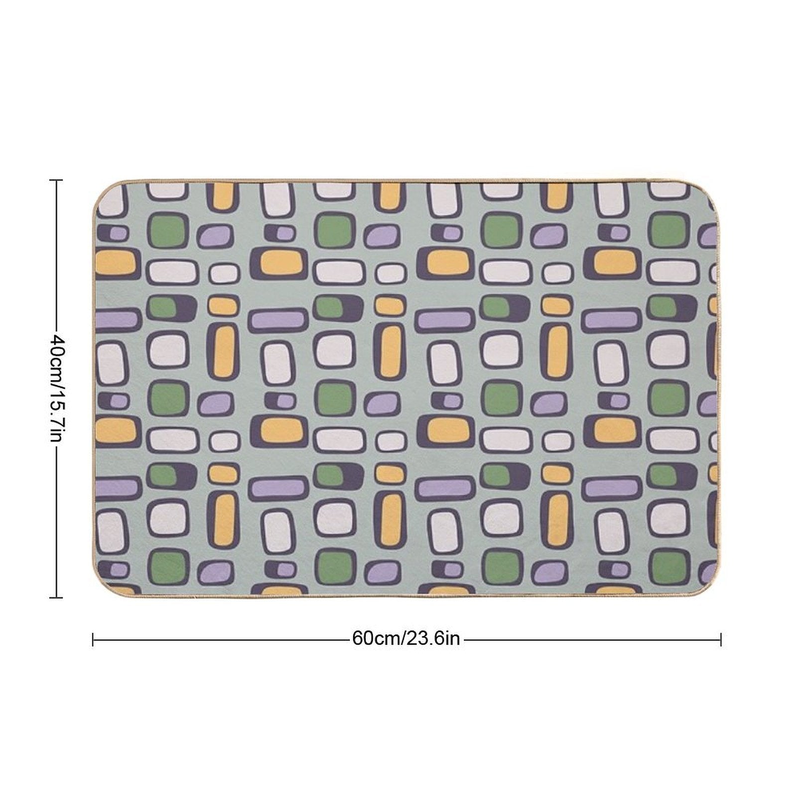 Colorful Retro Mid Century Aesthetic Squares Geometric Pattern Gray Teal  Toxin-Free Bath Mat