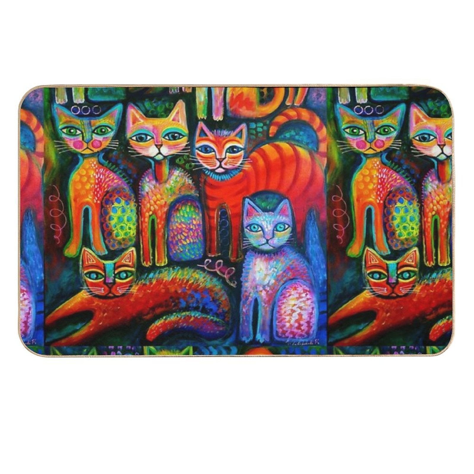 Colourful Kittens  Fade-Resistant Bath Mat